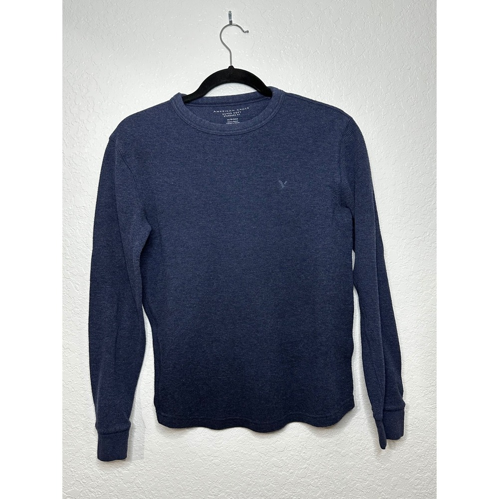 American Eagle Outfitters Mens Long Sleeve Thermal Navy‎ Blue Standard Fit XS